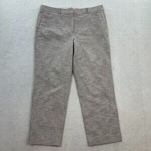 ANN TAYLOR Beige Tweed Cotton Blend Straight-Leg Mid Rise Ankle Pants Size 12